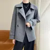 Ropa de Abrigo de Doble Cara para Otoño e Invierno para Mujer Chaqueta Corta de Doble Botonadura con Cuello de Traje Aspecto Adelgazante Holgado de Alta Gama 100% Lana Pura