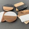 Posavasos de mármol con costuras de madera de acacia, redondo, cuadrado, para café, té, fábrica, multiforma, multicolor, fuente