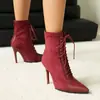 35-41 Botas de Cuero para Mujer de Otoño e Invierno, Botines de Punta Baja, Ligeros, Antideslizantes, Botas para Mujer de Talla Grande Transfronterizas, Botas Martin de Tacón Alto para Mujer