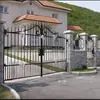Puerta de Hierro Forjado Estilo Europeo, Puerta de Casa de Artesanía Metálica con Control Remoto Eléctrico, Puerta Corredera de Hierro para Patio de Casa Estilo Europeo
