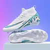 Zapatos de fútbol de caña alta transfronterizos de diseño asimétrico césped AG tacos largos hombres mujeres niños adolescentes estudiantes zapatos de entrenamiento al por mayor