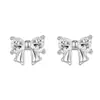 Pendientes de Plata Pura 999 con Forma de Corazón y Zirconita con Lazo para Mujer, Diseño Exclusivo Pendientes Exquisitos, Versátiles para el Trabajo, Accesorios para Orejas