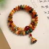 Nuevo Pulsera de Raíz de Bodhi Estilo Chino con Ricas Cuentas de Ábaco de Dunhuang, Diseño de Doble Círculo, Adecuado para Estudiantes, Suave y Elegante, Pulsera de Cuentas de Oración Budista al por Mayor