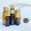 Frasco Conta-gotas Marrom de Bambu Natural Frasco Branco Fosco para Óleo Essencial Essência Frasco de Vidro Vazio para DIY