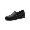 Mocasines de Cuero de Vaca de Primera Capa para Mujer, Nuevo Estilo Otoño Zapatos de Cuero Completos de Tacón Bajo, Zapatos de una Sola Pieza de Punta Redonda para Mamás, Modernos