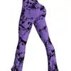 Nuevos Pantalones de Yoga Ajustados de Cintura Alta Sin Costuras Estilo Europeo y Americano Color Tie-Dye con Efecto Melocotón, Pantalones Acampanados, Pantalones Deportivos para Fitness, Leggings