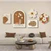 Pintura decorativa estilo crema para sala de estar Pintura para pared de fondo de sofá estilo nórdico Pintura colgante para pared de fondo de restaurante Pintura de porcelana de cristal