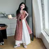 Ropa para Niños Grandes 2025 Niñas Ropa de Verano Coreana Traje de Falda a Cuadros de Verano para Mujer Vestido Estilo Perezoso para Niños Nuevo Estilo