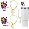 (2+2) Cubierta de Popote de Flor para Accesorios de Taza Stanley 10 mm Silicona Reutilizable