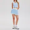 Conjunto de Ropa de Tenis para Mujer, Conjunto Deportivo de Bádminton con Copas Integradas, Camiseta sin Mangas de Tenis, Conjunto de Running Fitness Deportivo a la Moda
