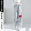 Pantalones Deportivos Casuales de Pierna Ancha Hip-Hop para Mujer, Originales Americanos, Caseros, con Letras, Amor