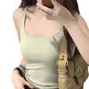 Verano Color Dopamina Spice Girl Deseo Puro Camisola para Mujer Plisada Cinturón Almohadilla para el Pecho Una pieza Espalda Hermosa para Mujer