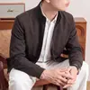 Chaqueta Casual de Color Sólido para Hombre 2026 Otoño Nueva, Estilo Business Casual, para Hombres de Mediana Edad, Padre, con Cuello Alto a Prueba de Tres