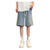 Novo estilo chinês estilo nacional bambu bordado denim shorts masculino verão fino casais high street lavado calças casuais