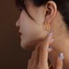 Marca estilo francés ins joyería areteU aretes geométricos aretes acero de titanio aretes de oro de 18k F456