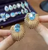 Nuevos Pendientes de Cristal Gota de Agua de Color Retro Europeo y Americano, Pendientes Brillantes y Versátiles para Mujer, Pendientes Populares de Lujo Ligero al Por Mayor