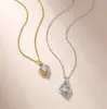 Collar de plata de ley S925 con moissanita para mujer, colgante de corazón y gota de agua, cadena para clavícula moderna y de lujo ligero, suministro al por mayor para transmisión en vivo