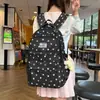 Mochila estilo coreano, ambiente perezoso y fresco, con textura gris jaspeado y estampado de estrellas, para estudiantes de secundaria y preparatoria, con correas anchas para los hombros