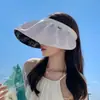 Faixa de Cabeça de Vinil Estilo Coreano Verão Protetor Solar e Proteção Solar Feminina Anti-UV Top Vazio Celebriade da Internet ao Ar Livre Chapéu de Sol Verão Estilo Coreano