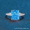 Anillo para Mujer de Plata Esterlina S925 con Diamante de Alto Carbono Rosa Mar Azul Corte Flor de Hielo Dorado Estilo Princesa Moda Simple Joyería de Plata