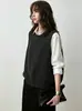 Colete de tricô trançado retrô para mulheres, gola redonda, corte solto, perfeito para usar em camadas, outono e inverno, macio e confortável, suéter sem mangas, peça externa