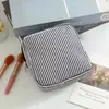 Nueva Bolsa de Cosméticos de Seersucker de Amazon, Bolsa de Almacenamiento Rayada para Toallas Sanitarias de Viaje, Bolsa Pequeña para Menstruación, Bolsa de Almacenamiento