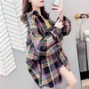 Camisa de Cuadros Retro para Mujer, Nuevo Estilo Primavera y Otoño, Estilo Perezoso, Chaqueta Camisa de Diseño de Nicho, Top Casual