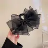 Pinza Elegante Negra de Lazo para el Cabello en Verano Accesorios para Cola de Caballo Alta Cabeza de Bola Media Cinta Fija Pinza Agarradora en la Parte Posterior de la Cabeza