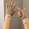 Guantes de Invierno de Cinco Dedos Cálidos Tejidos para Hombres y Mujeres, Compatibles con Pantalla Táctil, Forrados de Felpa, Engrosados, Guantes de Pareja para Ciclismo, Lindos Guantes de Invierno para Mujeres