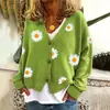 Amazon Comercio exterior transfronterizo europeo y americano nuevo tejido de punto para mujer chaqueta suéter de punto con bordado de crisantemo de otoño de un solo pecho ropa de mujer