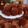 Decoraciones navideñas de productos nuevos transfronterizas 4 cm/24 piezas juego de bolas de Navidad flocadas de lujo ligero adornos para árbol de Navidad