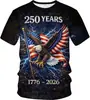 Directamente del fabricante: Camiseta del 250º Aniversario del Día de la Independencia con Estampado Digital 3D, Cuello Redondo, Mangas Cortas, en Stock para Venta al por Mayor