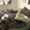 Conjunto de cama minimalista estilo Nantong de quatro peças, adequado para todas as estações, feito de algodão com estampa reativa