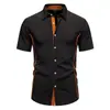 Amazon 2025 Nueva Moda de Verano para Hombre Camisa de Manga Corta de Contraste Chaqueta Cardigan Suelta Casual para Hombre