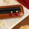 Pendientes de Plata de Ley S925 con Aguja de Plata, Ágata Roja Natural del Sur para Mujer, Lujo Accesible, Diseño Retro de Nicho, Pendientes de Nuevo Estilo Chino para el Año Nuevo