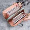 Bolsa Feminina Longa Versátil com Zíper Duplo Estilo Coreano Estudante Flor Grande Capacidade Bolsa para Celular Bolsa de Mão Carteira de Moedas Macia Venda por Atacado