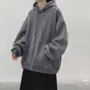 Sudadera de Color Puro Estilo Japonés Hombre Talla Grande Holgada Casual Deportiva Sudadera con Capucha Tendencia Estilo Coreano Chaqueta Atractiva Otoño
