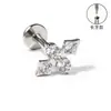 Brincos de Stud de Liga de Titânio F136, Brincos Longos Finamente Esculpidos para Osso da Orelha, Brincos de Stud para Lábio com Zircônia, Joias de Piercing Corporal de Titânio G23