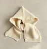 Conjunto de cachecol e gorro de tricô infantil, quente e à prova de vento, com proteção para as orelhas, adequado para outono e inverno, projetado para meninas e bebês