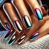 Parches para Uñas Cuadrados de Longitud Media con Gradiente Multicolor, Parches para Uñas Postizas de Moda Europea y Americana, Puntas de Uñas Portátiles al por Mayor