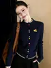 Cárdigan de punto redondo abotonado de colores para mujer, nuevo estilo de otoño, corte holgado, adelgazante, chaqueta suéter versátil, top rejuvenecedor