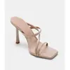 2026 Primavera Verano Nuevo Comercio Exterior Moda Casual Punta Cuadrada Francés Simple Albaricoque Tacones Altos Sandalias de Tira Única para Mujer Transfronterizo