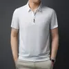 Nova Camiseta Masculina de Verão 2024 Gola Polo Manga Curta Cor Sólida Meia-idade Camiseta de Seda Gelada Camisa Polo Masculina Roupa de Pai Masculina