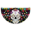 Bandera Semicircular del Día de Muertos Mexicano Transfronteriza de Amazon Atmósfera Festiva Decoración Colgante para Exteriores Bandera Semicircular sin Pliegues