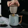 Juego de Tazas de Regalo de Horno Ru, Taza de Té Estilo Chino para Oficina con Colador de Té, Taza con Filtro de Agua, Regalo Promocional
