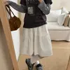 Falda Blanca Corta de Línea A con Volantes y Adorno de Encaje, Estilo Coreano de Verano 2026, Cintura Alta, Adelgazante, para Mujer
