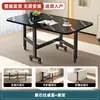 Mesa de comedor plegable engrosada, escritorio rectangular para espacios pequeños, no requiere instalación, móvil, multifuncional, mesa de comedor simple con ruedas