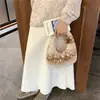 Bolsa feminina de ombro com estampa de veado pintado para outono e inverno, estilo retrô, bolsa macia e felpuda tipo travesseiro, bolsa tote de grande capacidade para o dia a dia