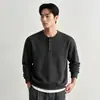 Sudadera con cuello Henley para hombre, nueva colección otoño 2026, top casual holgado de manga larga, suéter moderno