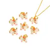 Tienda de oro con accesorios de bricolaje dorados, gran colgante naranja gordo, colgante de collar y pulsera de gatito tridimensional azul de alta temperatura